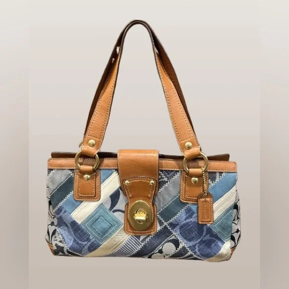 バッグ COACH handbag leather y2k shoulder deni Coach | Bags | Coach Y2k Satchel Handbag Denim Leather Signature